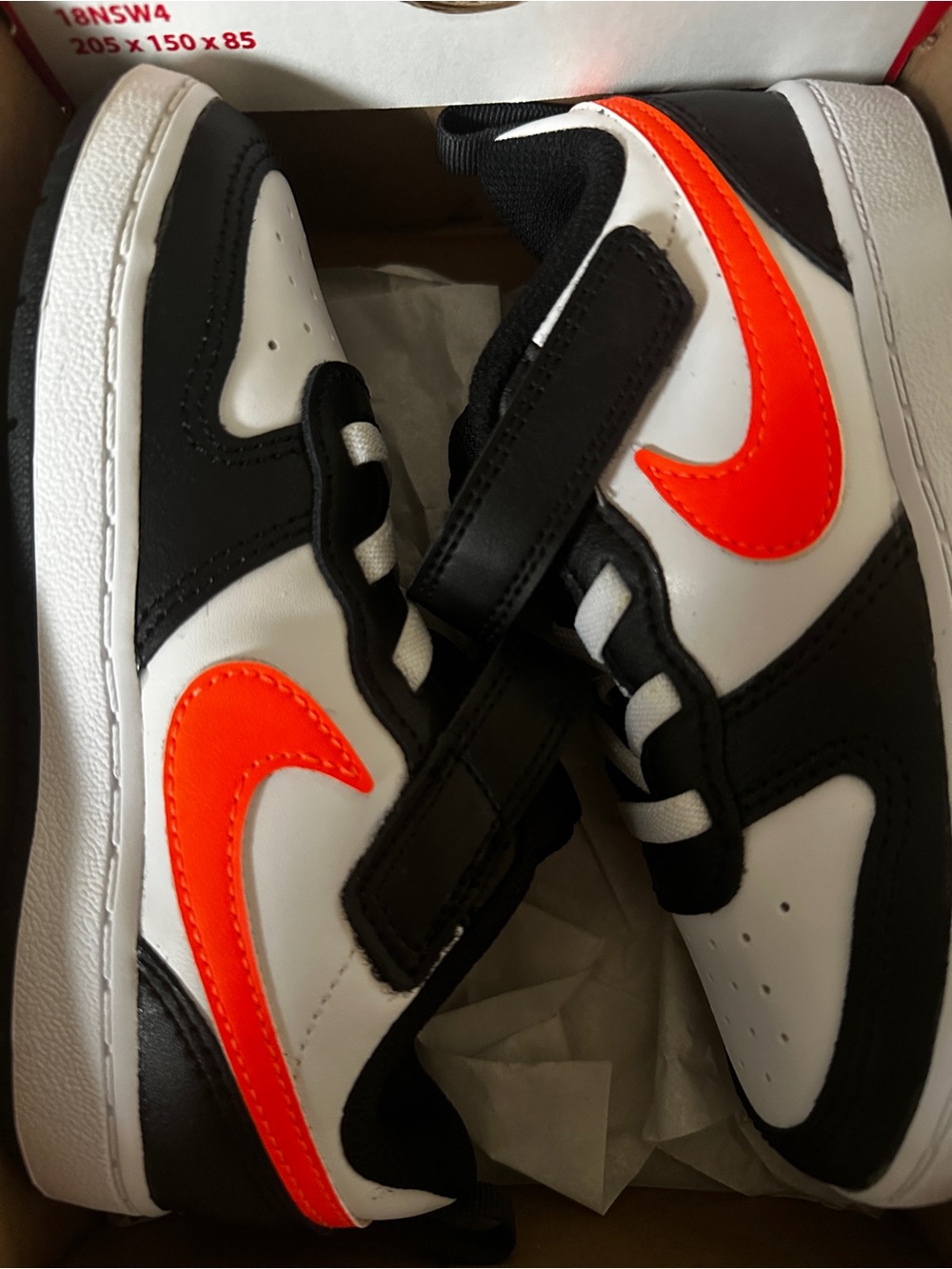Nike Kids Black White Orange Low-Top Sneakers